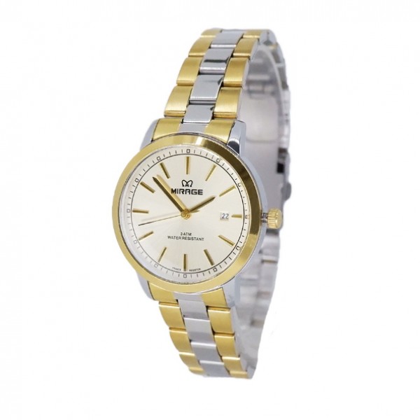 Mirage 8752 Silver Gold White Dial Lady LDBTGSL